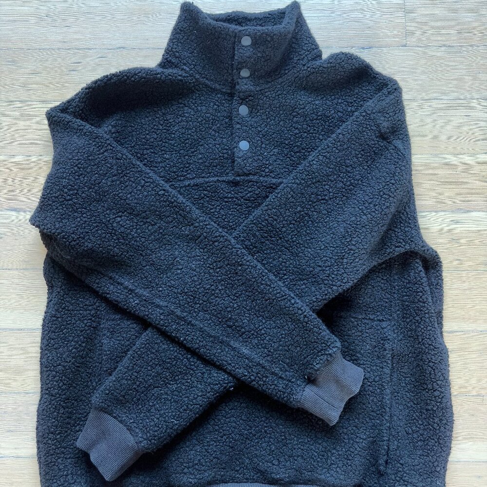 Outdoor Voices MegaFleece Pullover Men’s XS Black Snap Button Fleece Jacket Cozy